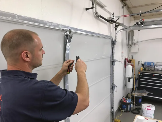Before and after garage door dent repair by Deltona Garage Door Repair in Deltona
