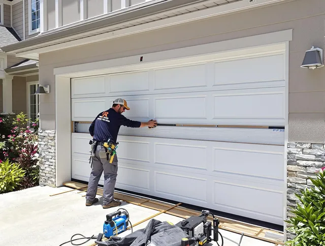 Deltona Garage Door Repair team performing complete garage door replacement at Deltona residence