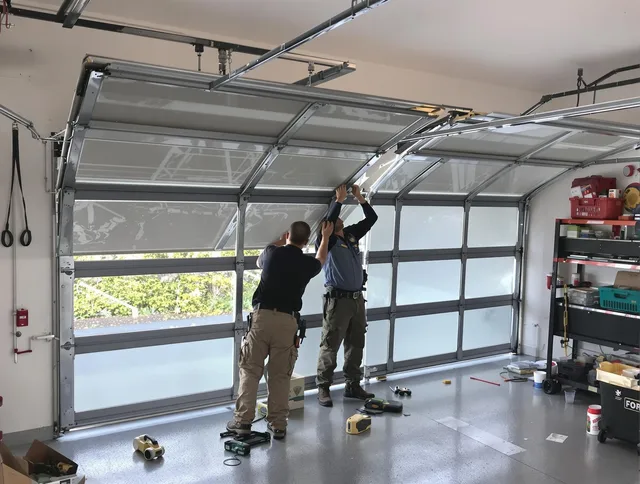 Deltona Garage Door Repair expert performing precise panel replacement on Deltona garage door
